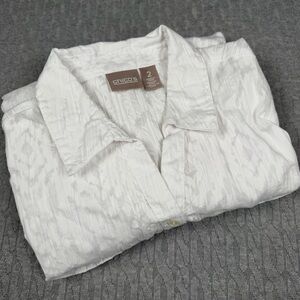 Chico's White Button-Up Shirt Large